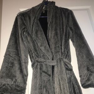 Women’s grey fluffy robe